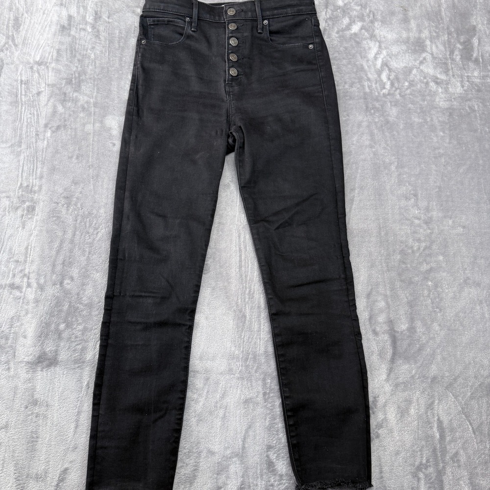 Abercrombie & Fitch Super Skinny Ankle HighRise Jeans Women 27 4R Blk Button Fly